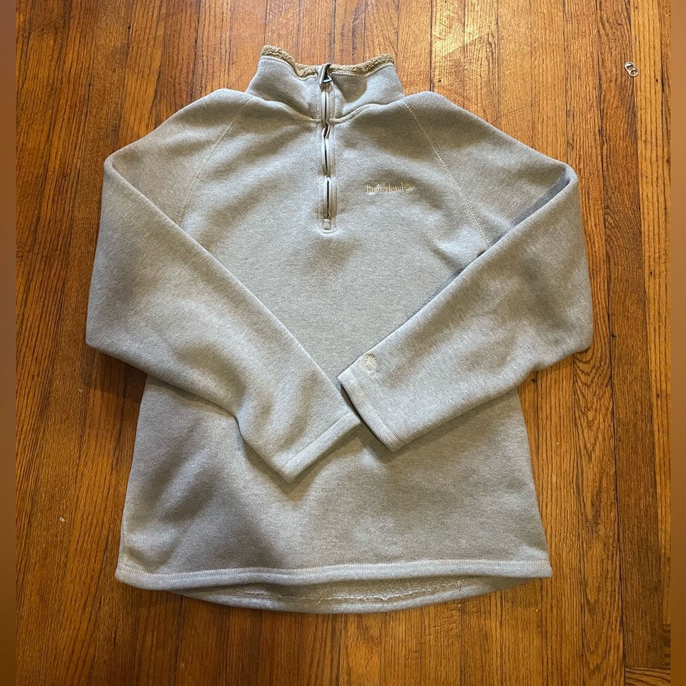 Timberland Oatmeal Knit 1/4 Zip Pullover Fleece Jacket Men XL